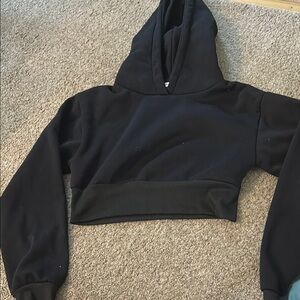 Black Cropped Hoodie Sweater